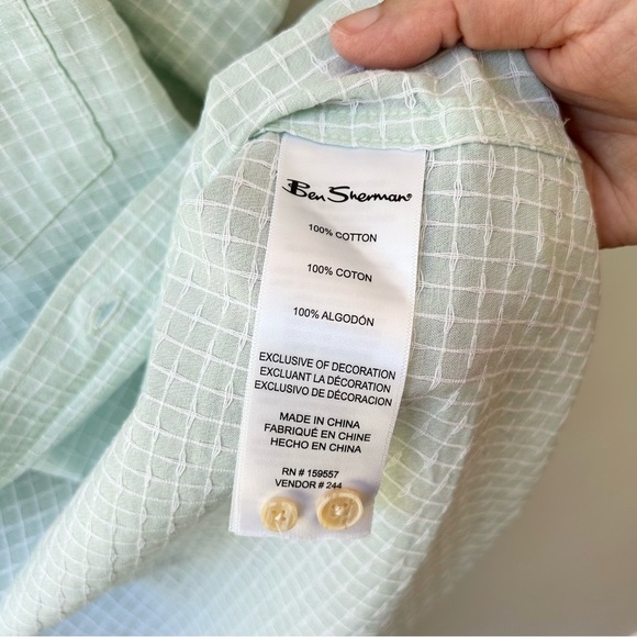 Ben Sherman men’s short sleeved button down mint green - Picture 9 of 10